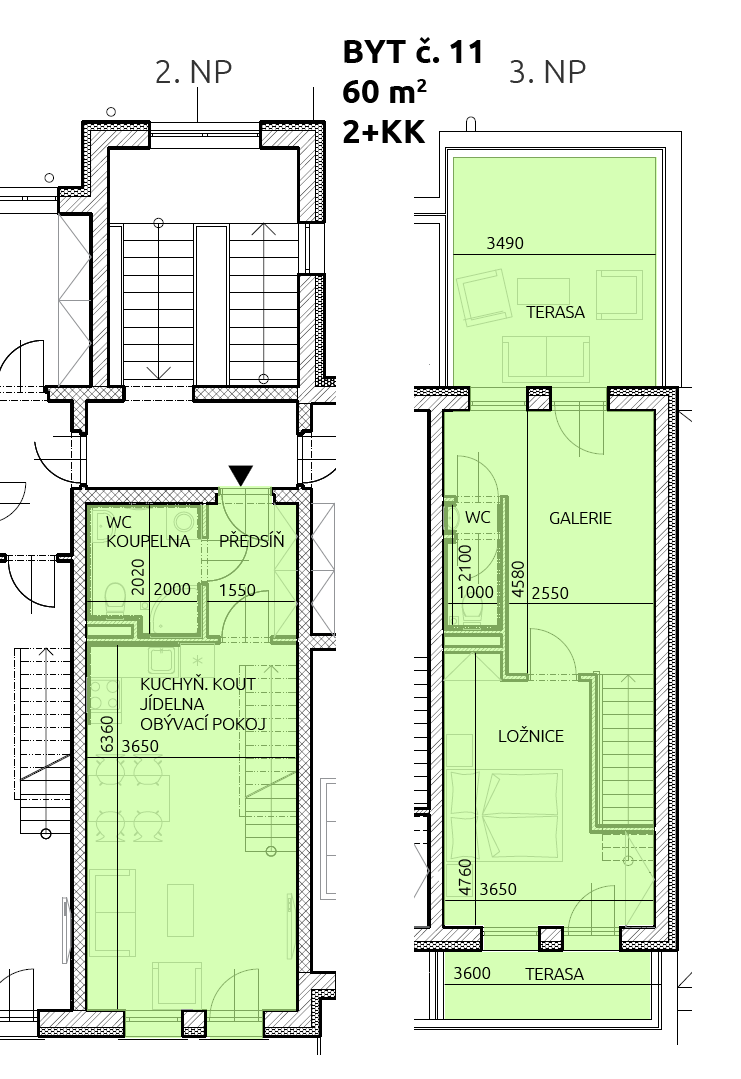 Půdorys bytu č. 11