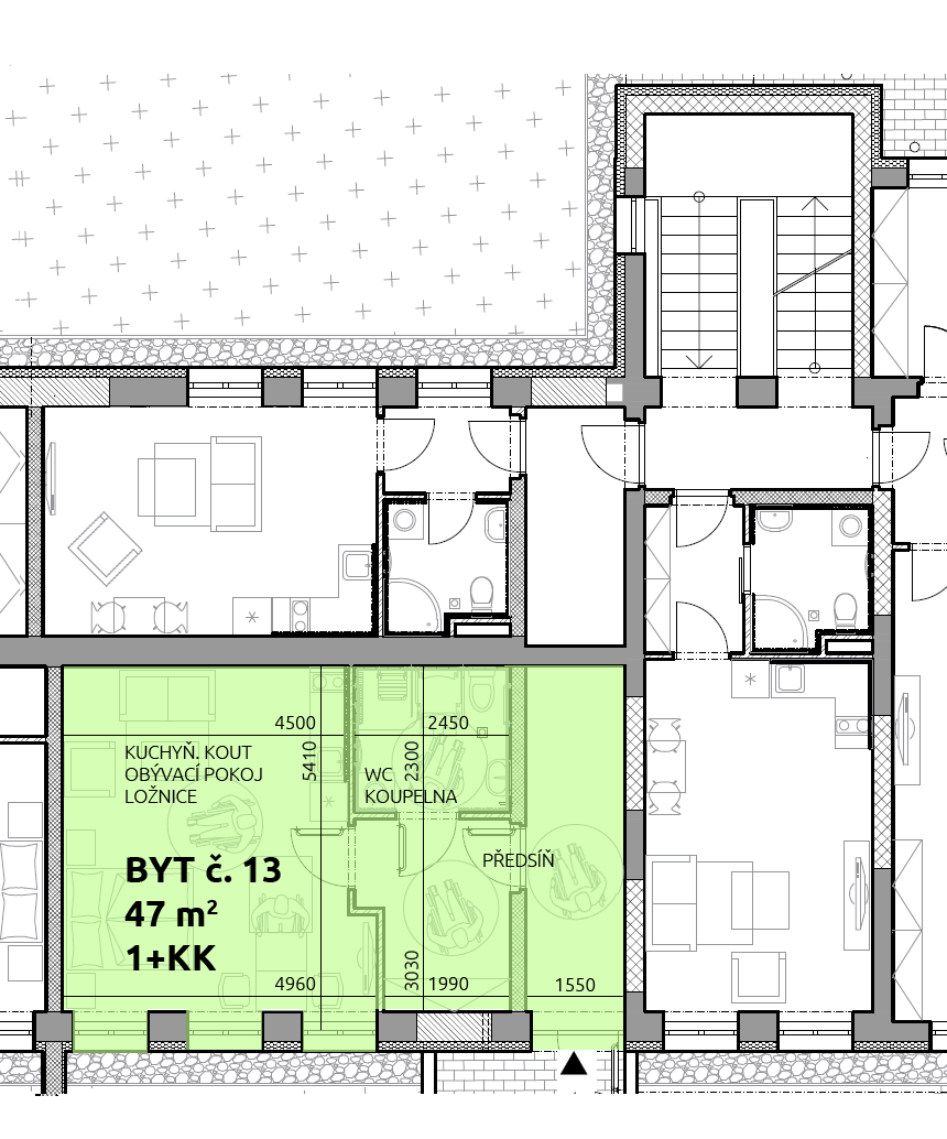 Půdorys bytu č. 13