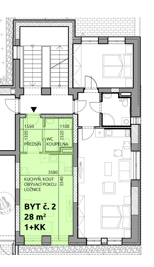 Půdorys bytu č. 2