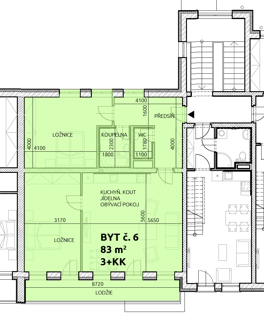 Půdorys bytu č. 6