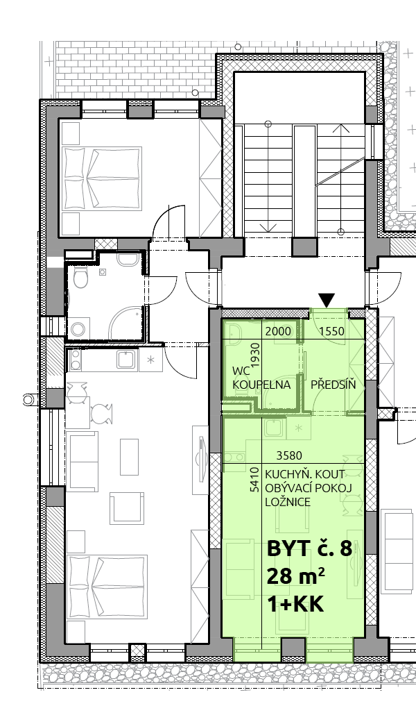 Půdorys bytu č. 8